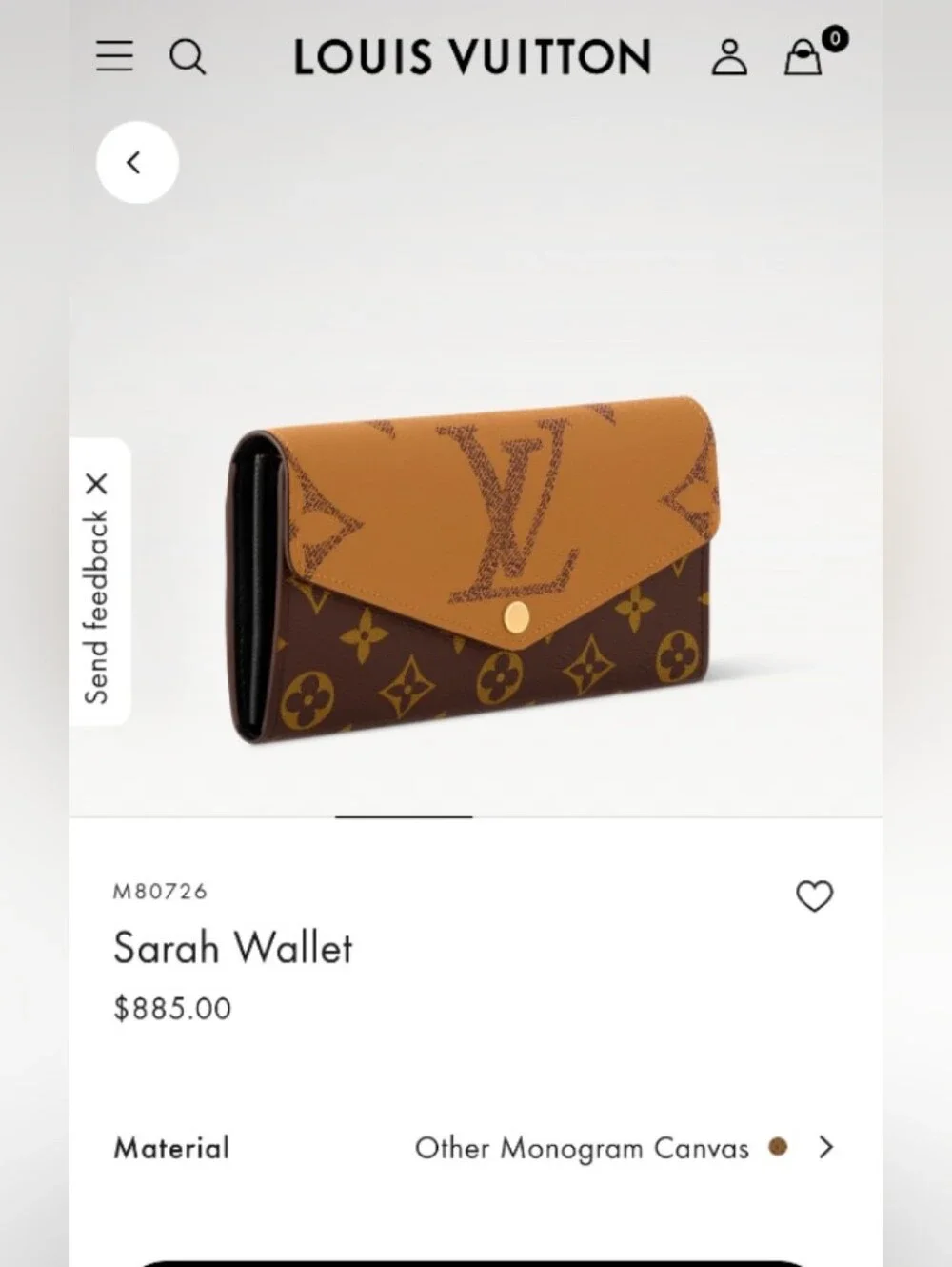 Louis Vuitton Monogram Sarah Wallet Brown and Tan
